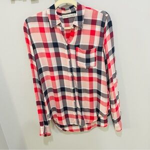 Abercrombie & Fitch Red, Blue & White Plaid Button Down Shirt Womens Size S